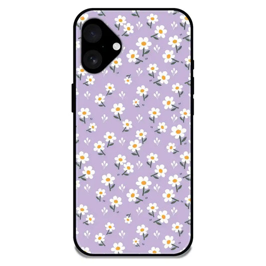 'Lavender Daisy - Glossy Metal Silicone Case For Apple iPhone 16