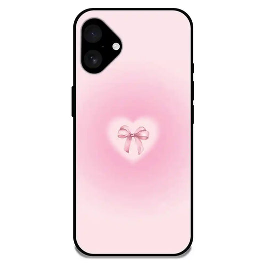 'Pinky Bow - Glossy Metal Silicone Case For Apple iPhone 16