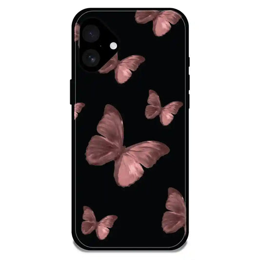 'Pink Butterflies - Glossy Metal Silicone Case For Apple iPhone 16