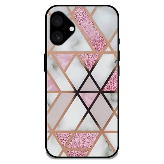 'Blush Prism Geometric - Glossy Metal Silicone Case For Apple iPhone 16