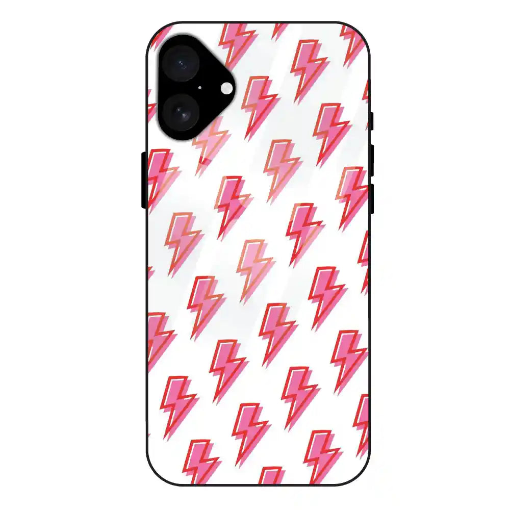 'Pink Lightning Bolts - Glass Case For Apple iPhone 16 Plus