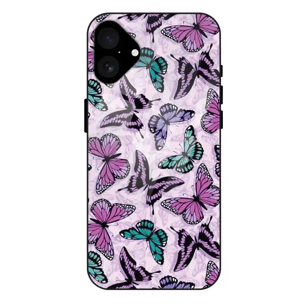 'Purple Butterflies - Glass Case For Apple iPhone 16 Plus