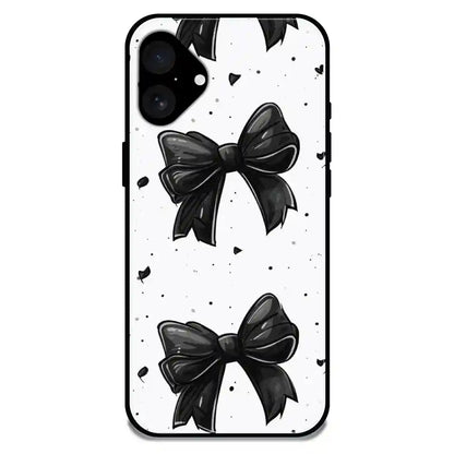 'Polka Dot Bows - Glossy Metal Silicone Case For Apple iPhone 16 Plus