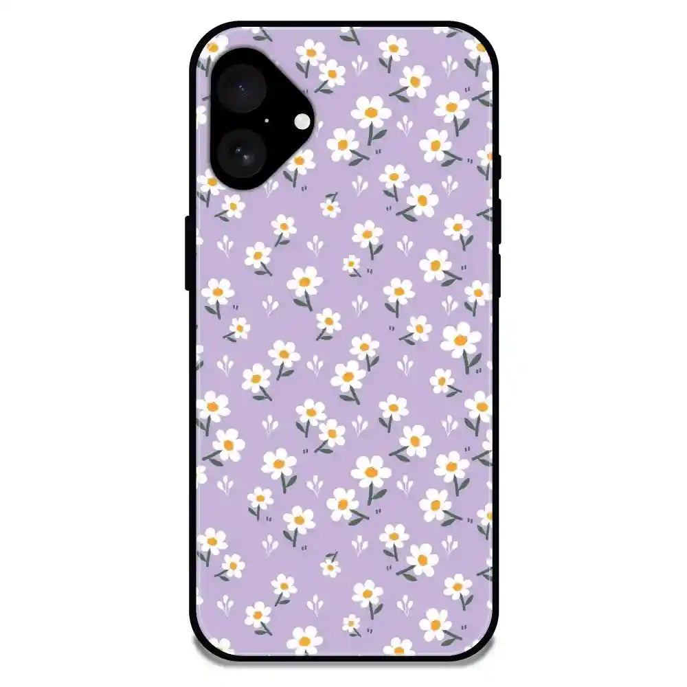 'Lavender Daisy - Glossy Metal Silicone Case For Apple iPhone 16 Plus