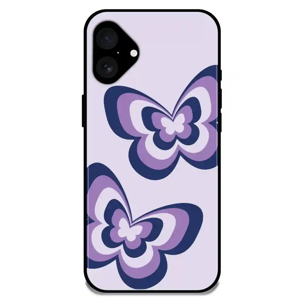 'Blue Butterflies - Glossy Metal Silicone Case For Apple iPhone 16 Plus