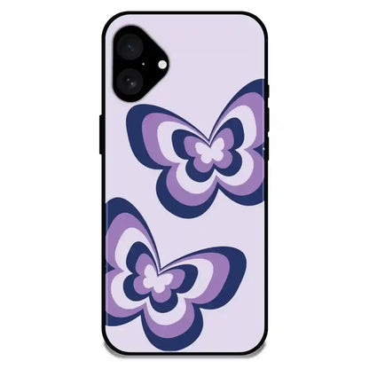 'Blue Butterflies - Glossy Metal Silicone Case For Apple iPhone 16 Plus