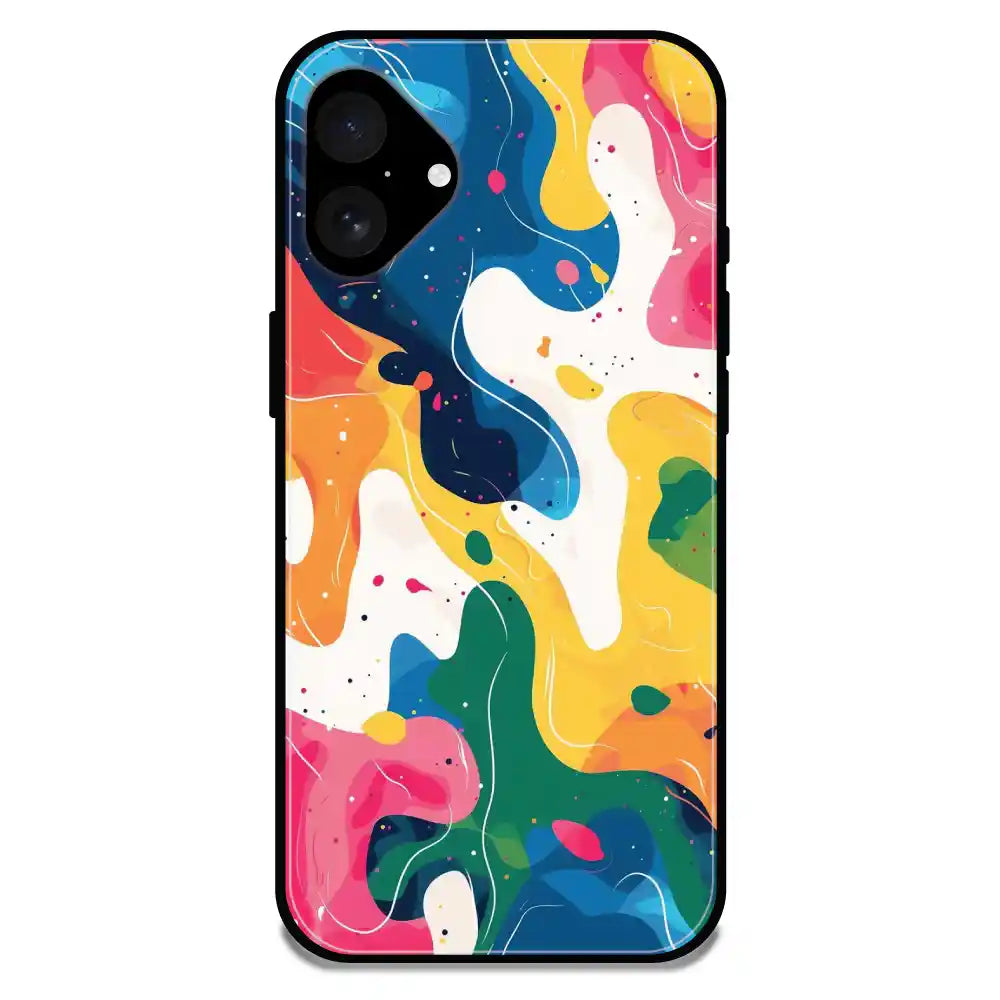 'Color Chaos Abstract - Glossy Metal Silicone Case For Apple iPhone 16 Plus