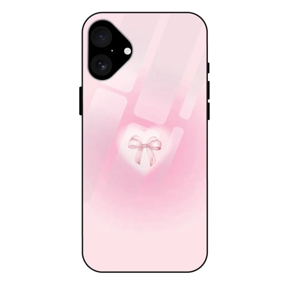 Blush Heart Bow - Glass Cases For Apple iPhone Models