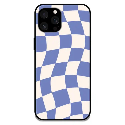 'Blue Chessboard - Glossy Metal Silicone Case For Apple iPhone 16 Pro Max
