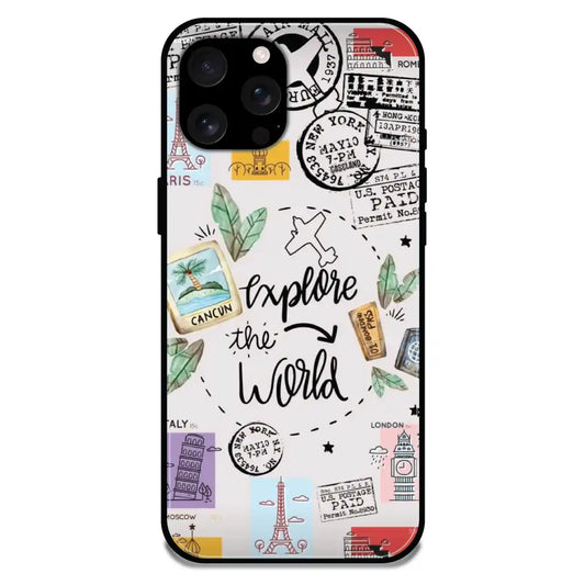 'Explore The World - Glossy Metal Silicone Case For Apple iPhone 16 Pro Max
