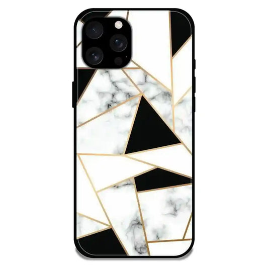 'Modern Marble Geometric - Glossy Metal Silicone Case For Apple iPhone 16 Pro Max