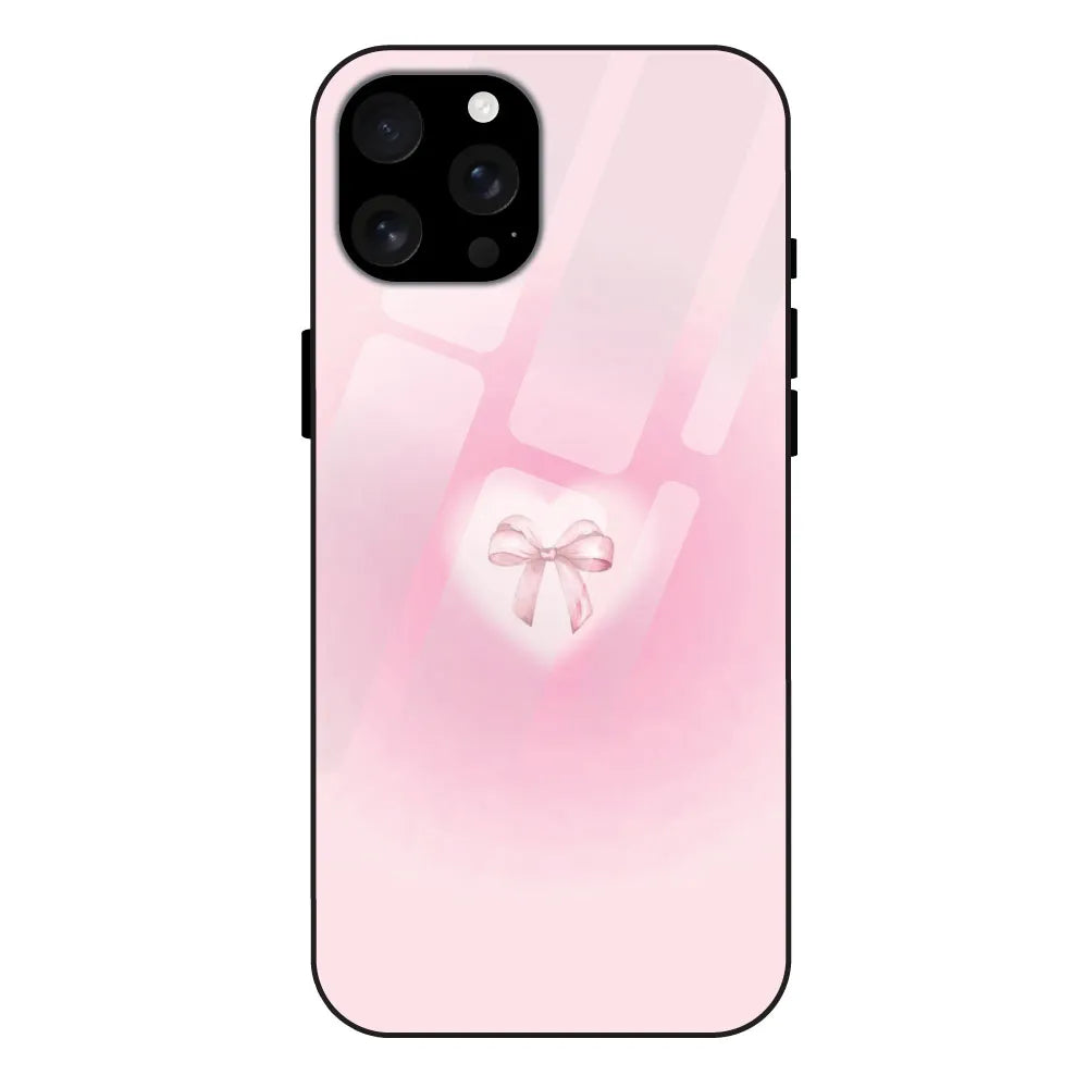 Blush Heart Bow - Glass Cases For Apple iPhone Models