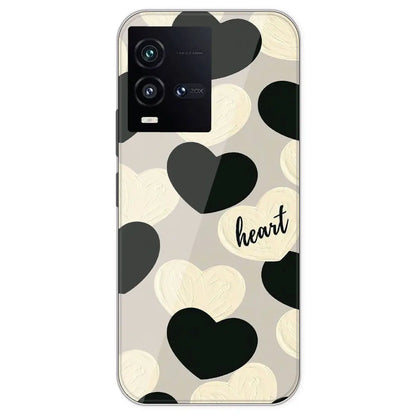 Black And White Heart - Printed Silicone Case For IQOO 10