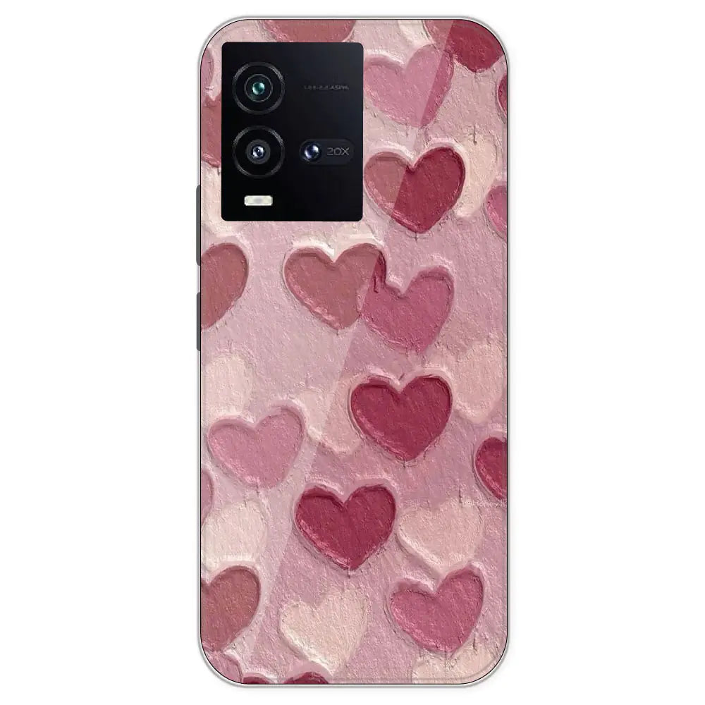 Pastel Hearts - Printed Silicone Case For IQOO 10