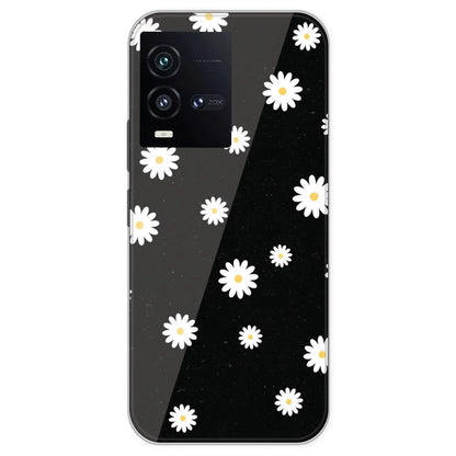 White And Black Flower - Printed Silicone Case For IQOO 10