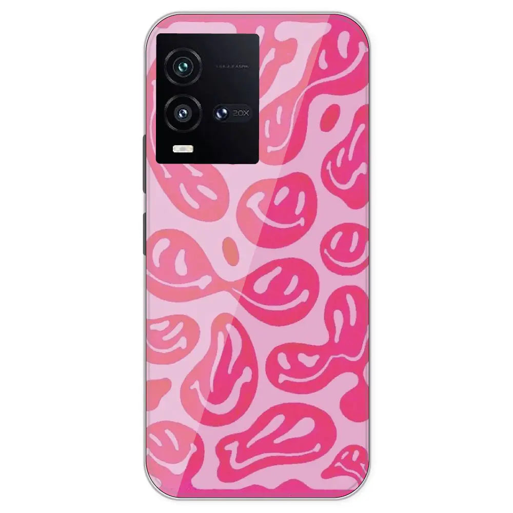 Pink Smilies - Printed Silicone Case For IQOO 10