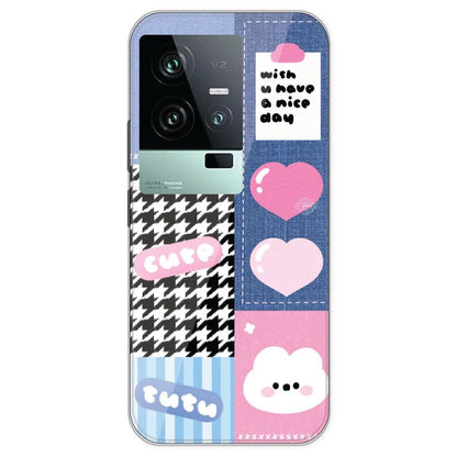 Cute Pink Bear Collage - Printed Silicone Case For IQOO 11