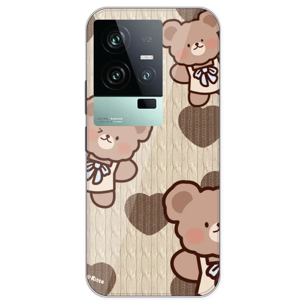 Teddy Heart - Printed Silicone Case For IQOO 11
