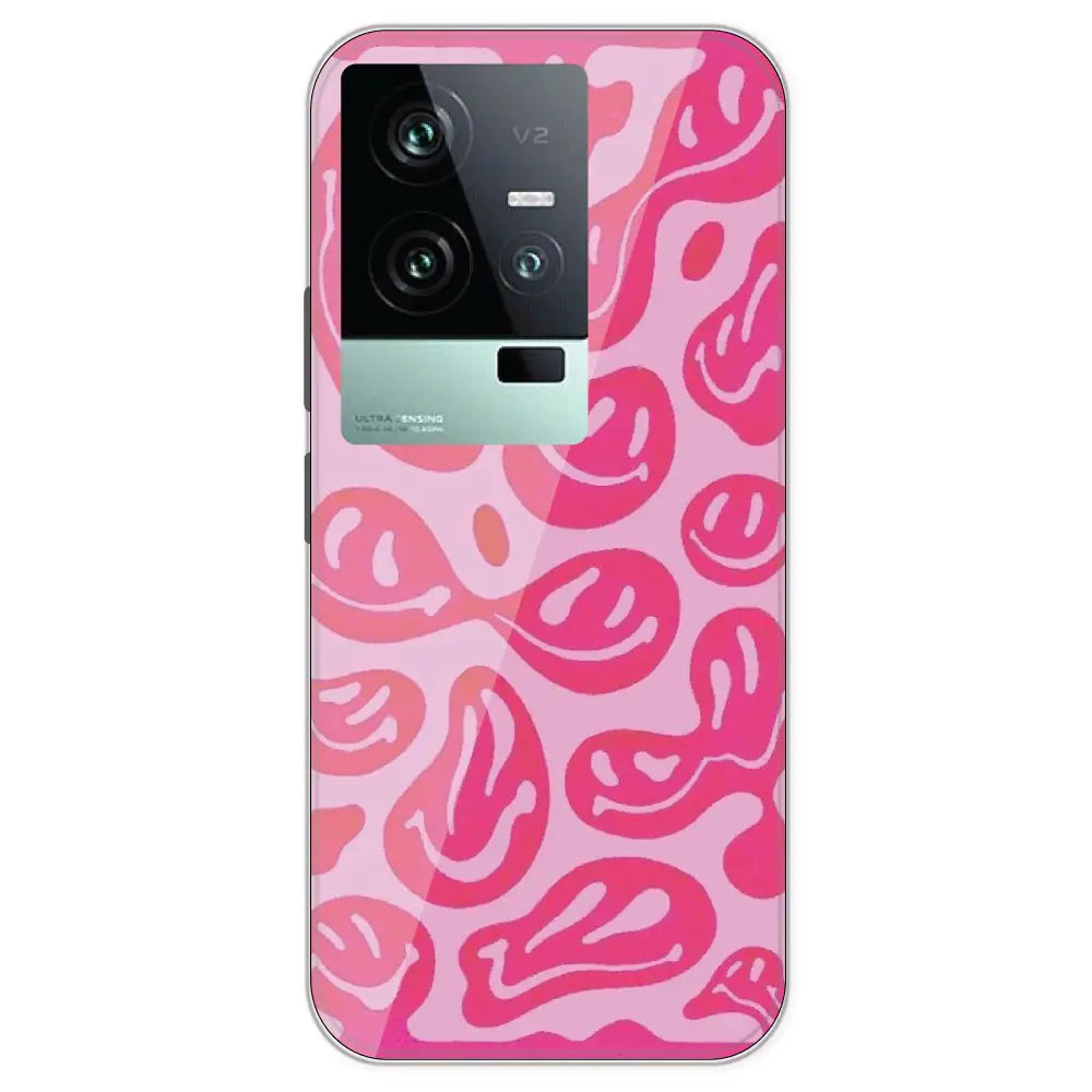 Pink Smilies - Printed Silicone Case For IQOO 11