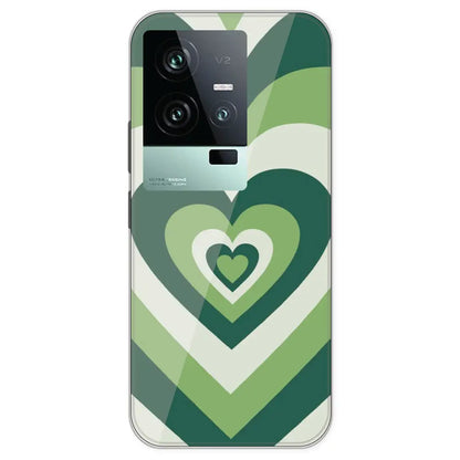 Dark Green Hearts - Printed Silicone Case For IQOO 11