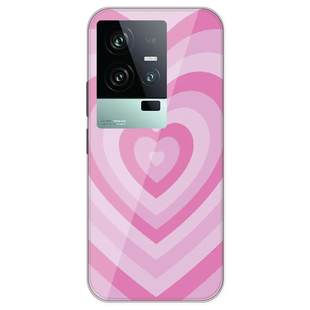 Pink Hearts - Printed Silicone Case For IQOO 11