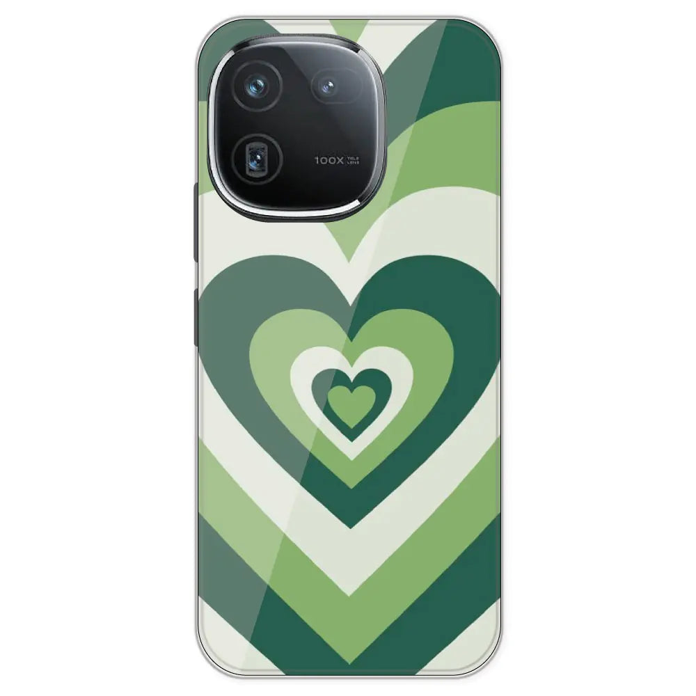 Dark Green Hearts - Printed Silicone Case For IQOO 12