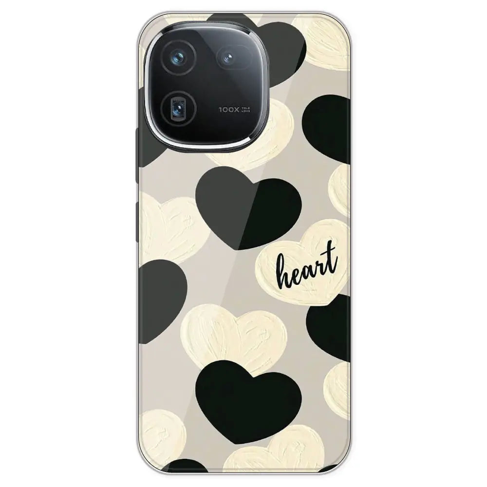 Black And White Heart - Printed Silicone Case For IQOO 12