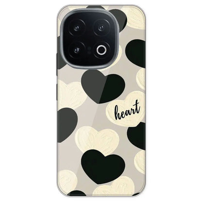Black And White Heart - Printed Silicone Case For IQOO 13