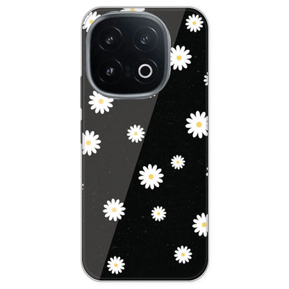 White And Black Flower - Printed Silicone Case For IQOO 13
