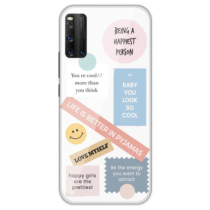 Be Happy - Clear Printed Silicone Case For IQOO 3