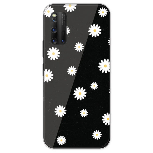 White And Black Flower - Printed Silicone Case For IQOO 3