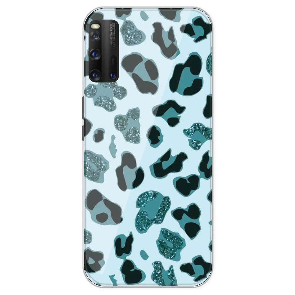 Blue Leopard Glitter Print - Printed Silicone Case For IQOO 3