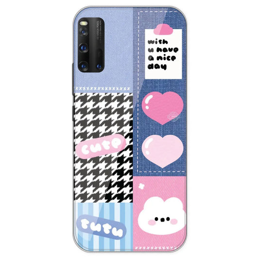 Cute Pink Bear Collage - Printed Silicone Case For IQOO 3