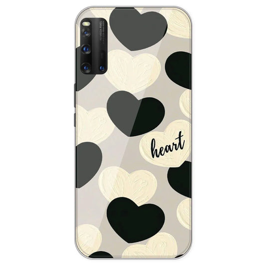 Black And White Heart - Printed Silicone Case For IQOO 3