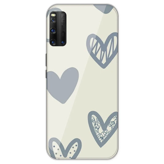 Light Blue Hearts - Printed Silicone Case For IQOO 3