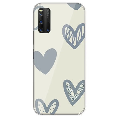 Light Blue Hearts - Printed Silicone Case For IQOO 3