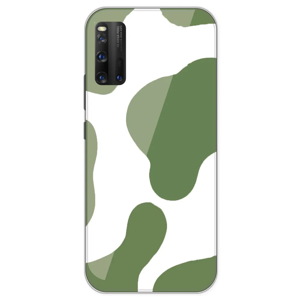 Olive Green Cow Print - Clear Printed Silicone Case For IQOO 3