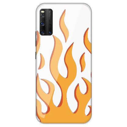 Orange Flames - Clear Printed Silicone Case For IQOO 3
