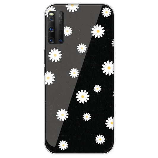 White And Black Flower - Printed Silicone Case For IQOO 3