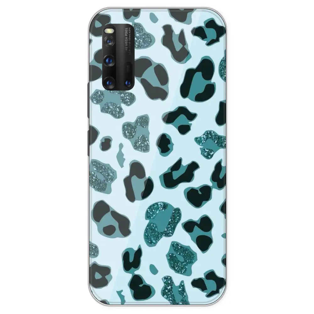 Blue Leopard Glitter Print - Printed Silicone Case For IQOO 3