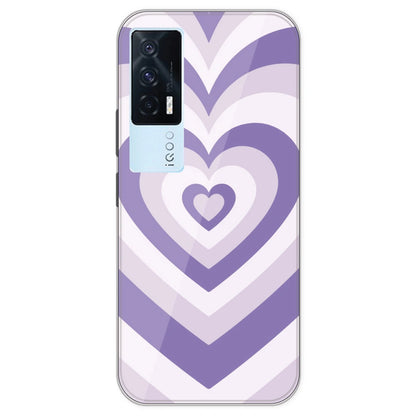 Dark Purple Hearts - Printed Silicone Case For IQOO 7