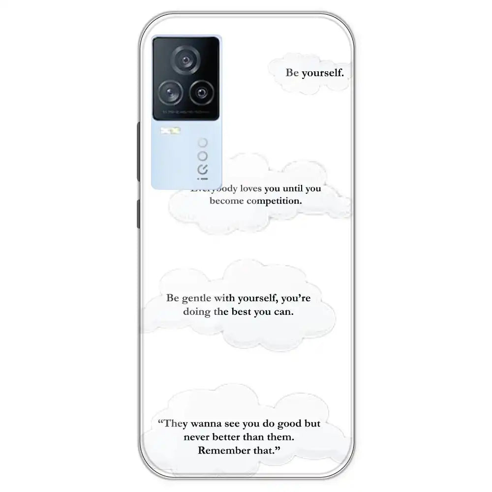 Quotes And Clouds - Clear Printed Silicone Case For iQOO Models