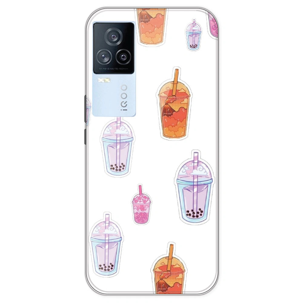 Bubble Tea - Clear Printed Silicone Case For IQOO 7 Legend