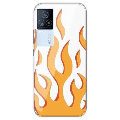 Orange Flames - Clear Printed Silicone Case For IQOO 7 Legend