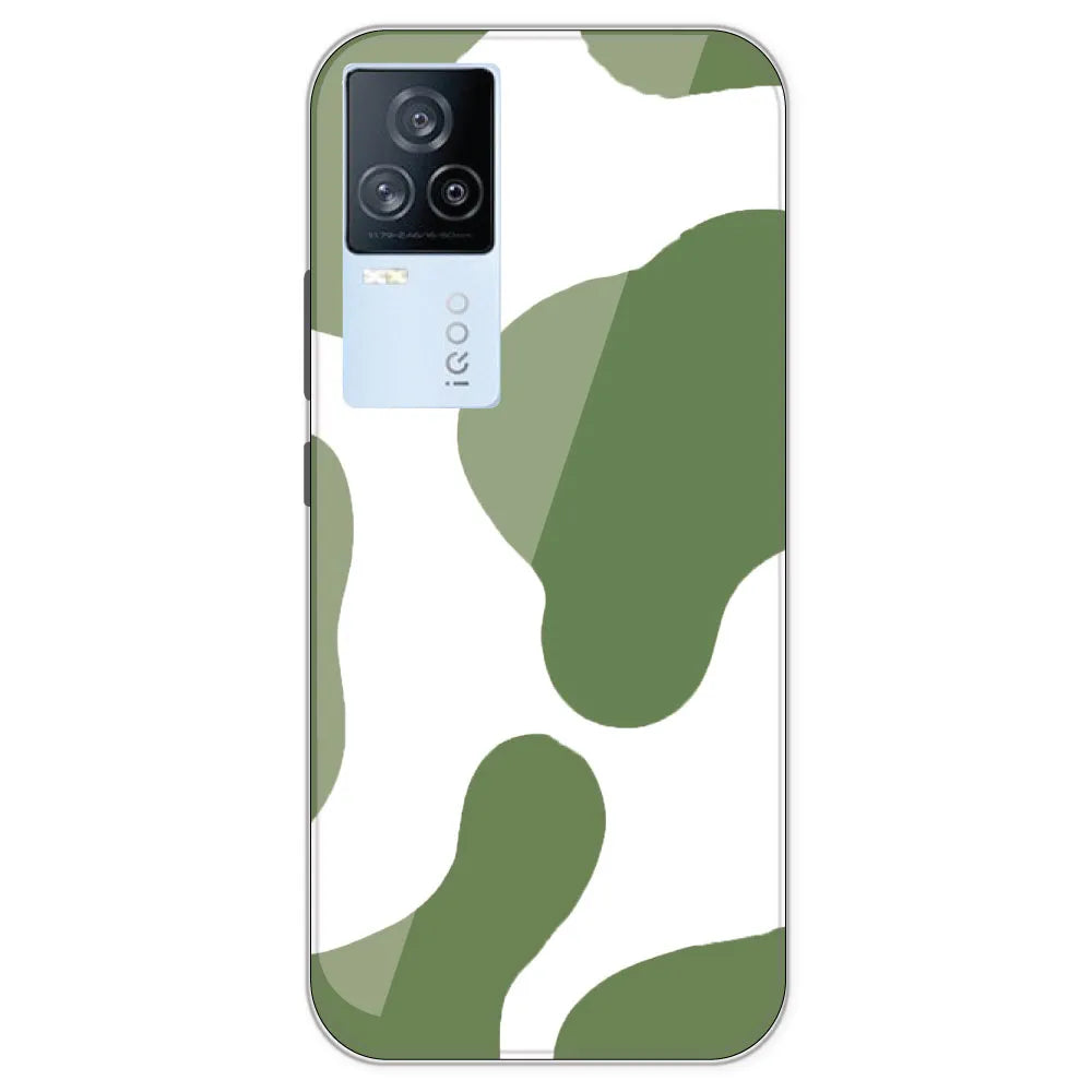 Olive Green Cow Print - Clear Printed Silicone Case For IQOO 7 Legend