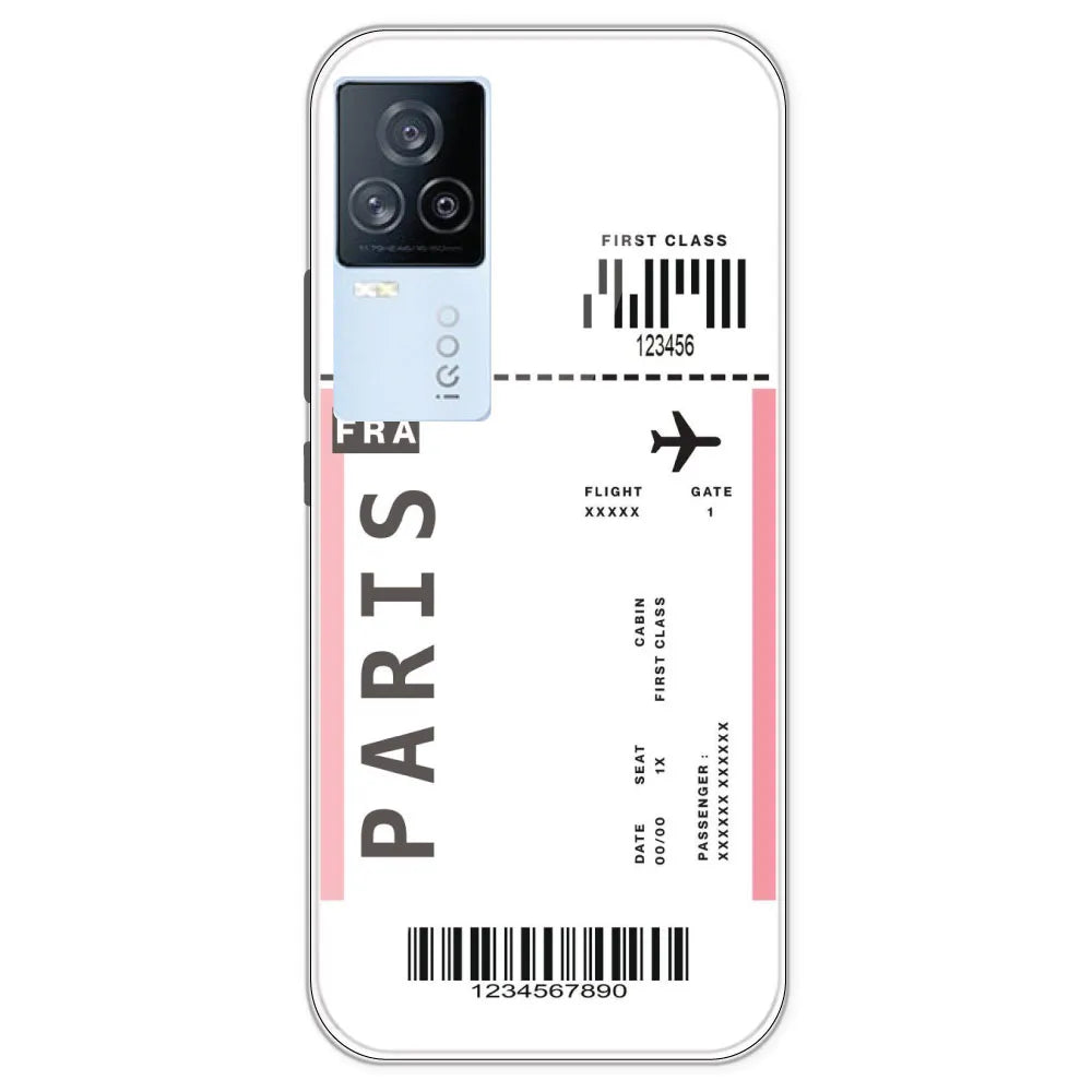 Paris Ticket - Clear Printed Silicone Case For IQOO 7 Legend