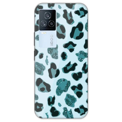 Blue Leopard Glitter Print - Printed Silicone Case For IQOO 7 Legend