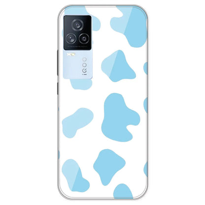 Blue Cow Print - Clear Printed Silicone Case For IQOO 7 Legend
