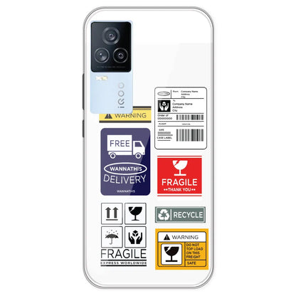 Caution Labels - Clear Printed Silicone Case For IQOO 7 Legend