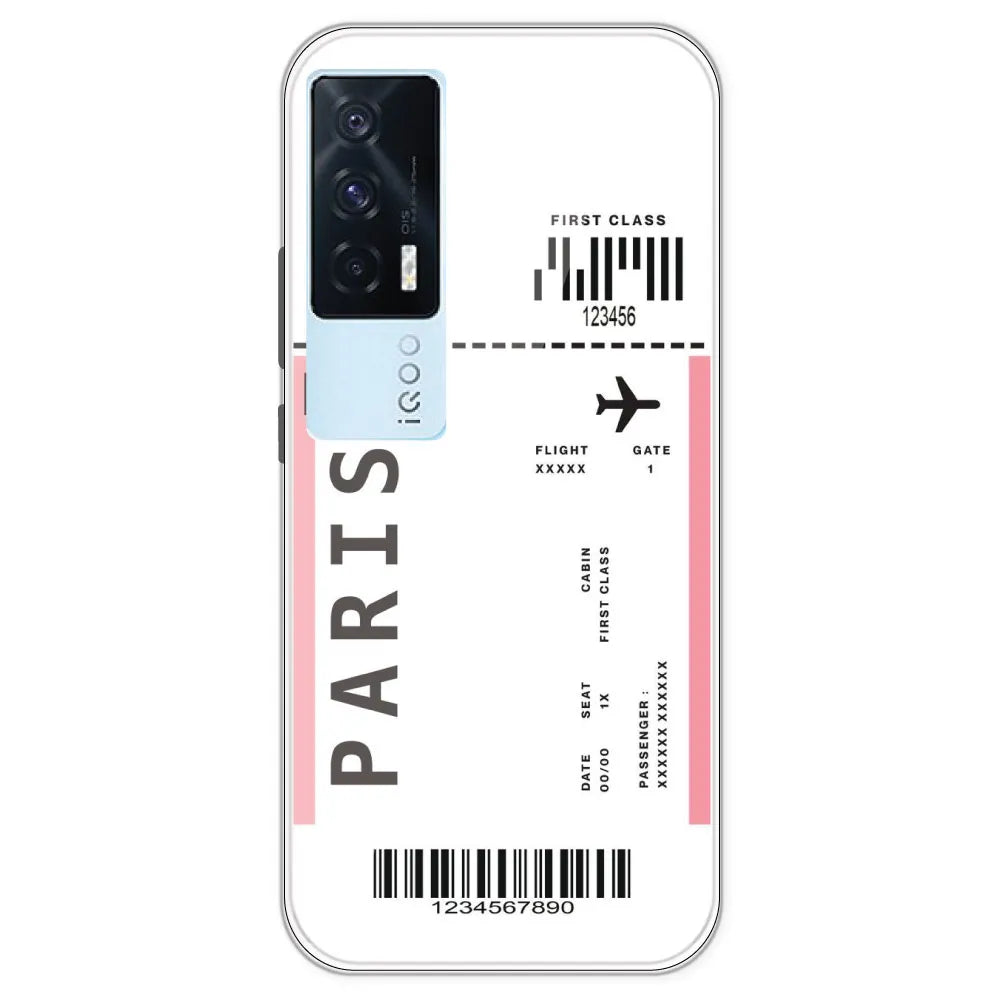 Paris Ticket - Clear Printed Silicone Case For IQOO 7